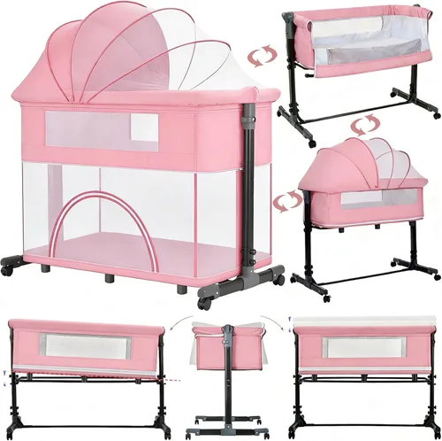 Vista 13 de Next to Me - Cuna cuna plegable para bebé, cuna para dormir conjuntamente, cuna convertible para cama infantil (X3 gris)