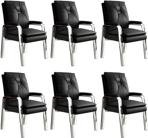 Vista 9 de PU Leather Conference Chair with Fixed Arms High-Back Ergonomic Mahjong Chair Chess Card Room Backrest Computer Chair Long-Term Sitting Mahjong