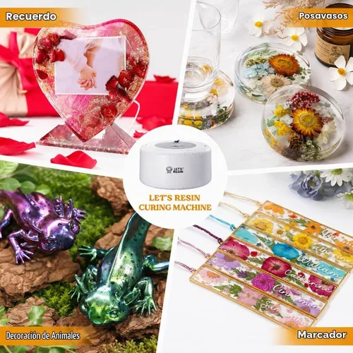 Vista 7 de LET'S RESIN Máquina de curado para resina: secadora automática de 3 horas con bandeja grande, ajuste de un botón, sin deformación, suministros