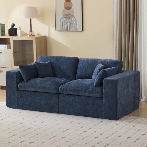 Vista 61 de WUTUTUEE Otomana Cloud de 33.5 pulgadas para sofá modular, cómodo reposapiés tapizado de felpilla con espuma viscoelástica, embalaje totalmente