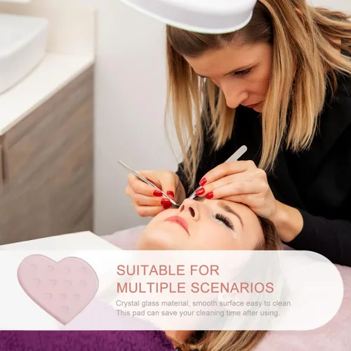 Vista 3 de Beaupretty - Extensión de pestañas en forma de corazón, almohadilla de injerto de pestañas, paleta de pegamento para salón y uso personal