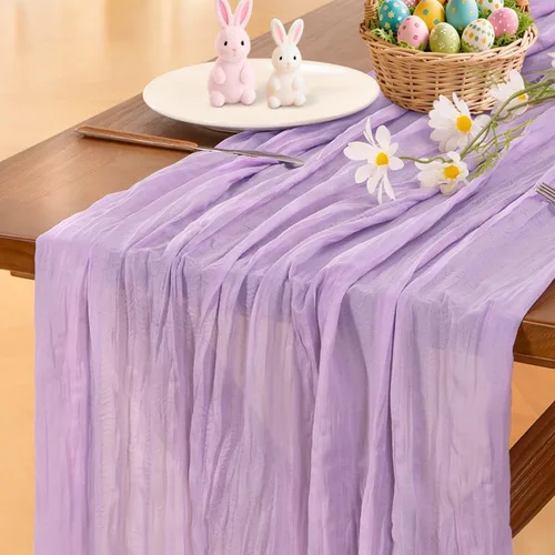 Vista 63 de Socomi - Camino de mesa de gasa, estilo bohemio y rústico, para primavera, Pascua, bodas, fiestas, baby showers y decoración, 120 pulgadas/10 pies