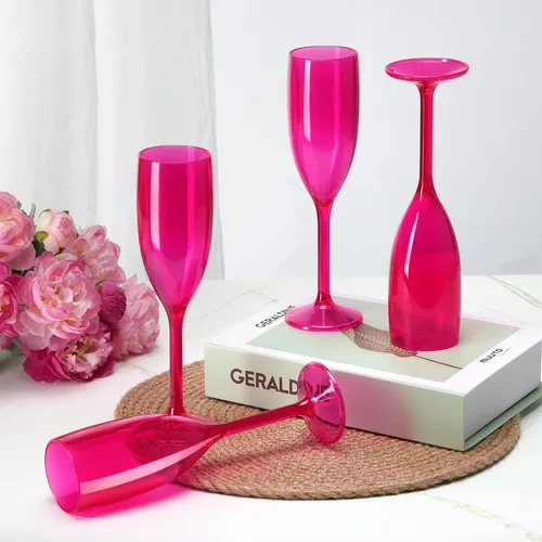 Vista 5 de XUWAIDSGN Copas de champán acrílicas, copas de champán para brindis de boda, copa de champán de plástico, reutilizable, irrompible, para despedida