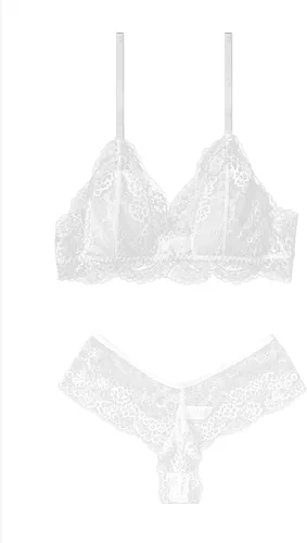 Vista 6 de Conjunto de lencería de encaje para mujer, conjunto de 2 piezas de brasier y bragas sexy