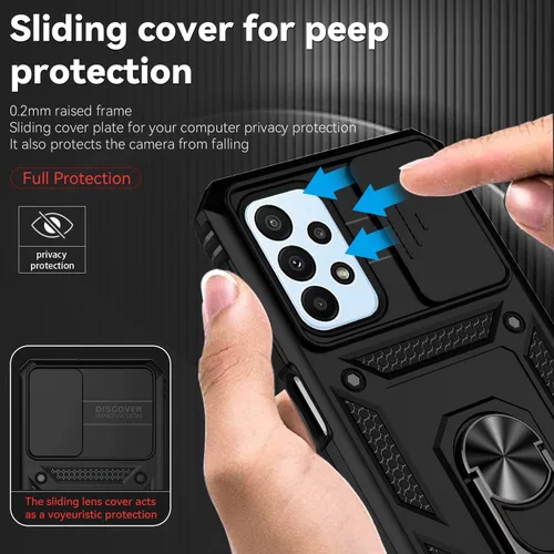 Vista 3 de Funda para Galaxy A23 5G, con protectores de pantalla y funda para cámara, [grado militar] de 16 pies. Funda a prueba de caídas con funda protectora
