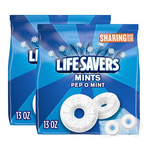 Vista 9 de Life Savers Pep-O-Mint caramelos duros de menta para el aliento, tamaño para compartir, bolsa de 13 onzas