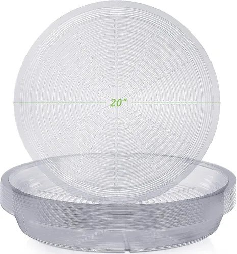 Vista 10 de Shellwei Paquete de 18 platillos de plástico de 16 pulgadas, bandejas de goteo extra grandes para macetas transparentes, bandeja de goteo