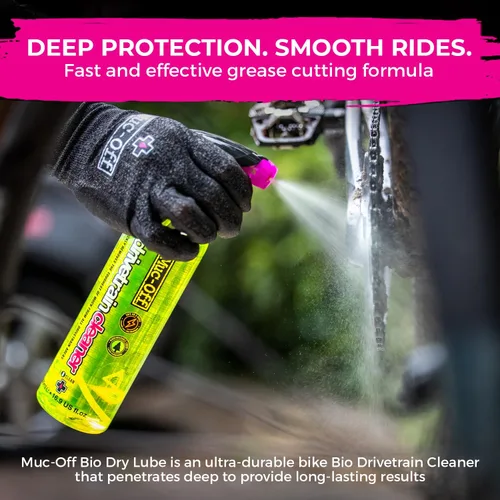Vista 4 de Muc-Off Bio Drivetrain Cleaner Efectivo Limpiador y Desengrasante Biodegradable en Aerosol para Cadena de Bicicleta Apto para Todo Tipo