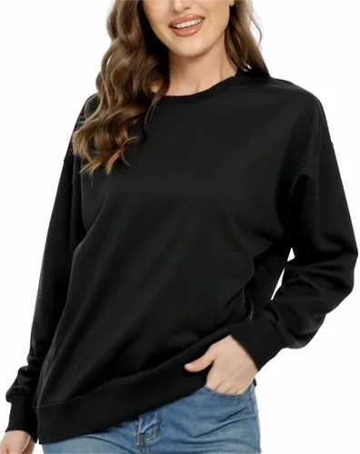 Vista 2 de CAMNOW Sudadera de gran tamaño con cuello redondo para mujer, ajuste holgado, sin capucha