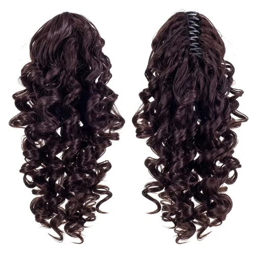 Vista 16 de 12-Pulgadas Extensiones de Cola de Caballo Cortas con Rizos de Tornillo y Pinza de Gancho Extensiones de Cabello Sintético con Cordón Extensiones