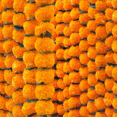Vista 9 de DIYANA IMPEX Guirnalda de caléndula para decoración, 5 piezas de 5 pies de largo, flores de caléndula artificiales, decoración india para Pooja