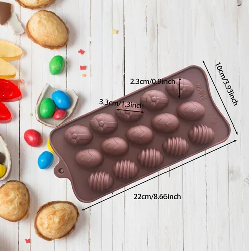 Vista 2 de Molde de silicona para chocolate de Pascua, molde de silicona con forma de huevo, moldes para hornear para dulces de Pascua, mini jabón, pastel