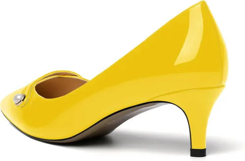 Vista 7 de ROSERWISH Zapatos de vestir de tacón bajo con patente para mujer, para fiesta, sexy, para fiesta, boda, patente, gatito, zapatos de vestir de 2