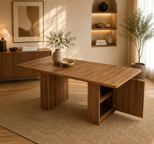 Vista 15 de Mesa de comedor extensible de 62.99 a 78.7 pulgadas para 6, 8 y 10, moderna mesa expandible de cocina de madera de granja, mesas de conferencias