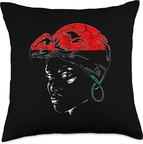 Vista 4 de Pan African Pride Black History Afro-American Juneteenth Woman Proud Pan African UNIA Flag Throw Pillow, 16x16, Multicolor
