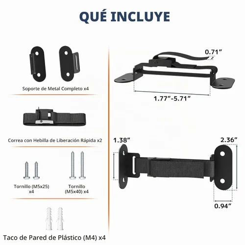 Vista 4 de Anclajes antipunta para muebles (2 juegos), anclaje de pared resistente para muebles, anclajes de pared a prueba de terremotos para seguridad