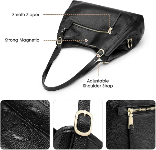 Vista 4 de Kattee Bolso de hombro para mujer, de piel auténtica, 2