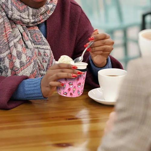 Vista 5 de Paquete de 4 fundas de neopreno para helado con soporte para cuchara (Leop+Helado)