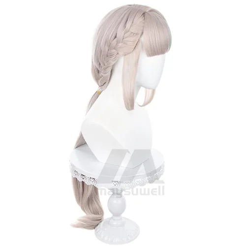 Vista 3 de Genshin Impact - Peluca de cosplay Lynette Anime larga rosa mixta verde con gorra de peluca gratis para mujer, Comic Con, espectáculo de cosplay