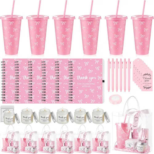 Vista 8 de Nuogo - Juego de 2 premios de ducha para padres para adultos, regalo de despedida de soltera, vaso de plástico, cuaderno con vela perfumada, bolsa