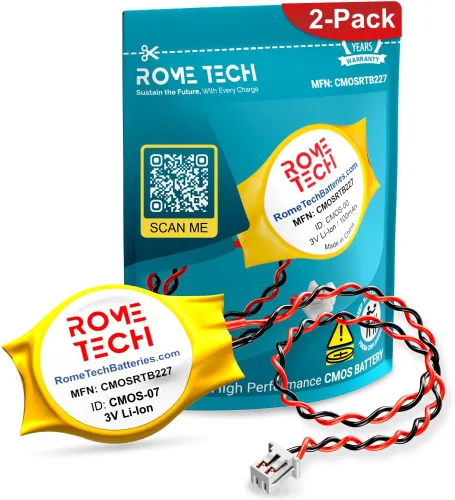 Vista 4 de Rome Tech Batería CMOS CR2032 para Dell Precision 7560, 5548, 9100, 9200 – Respaldo para laptop BIOS RTC 3V – 2 cables (paquete de 1)