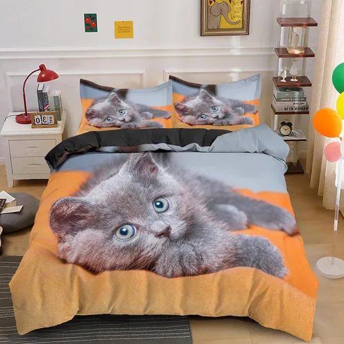 Vista 2 de yky Juego de ropa de cama personalizada con estampado 3D con funda de almohada, sábanas personalizadas con imagen (blanco, 26.8 x 33.9 in)