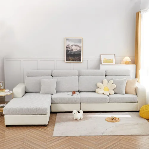Vista 6 de ele ELEOPTION Fundas de cojín para respaldo de sofá, funda elástica en forma de L, funda seccional para sofá, protector de muebles, forro para sala
