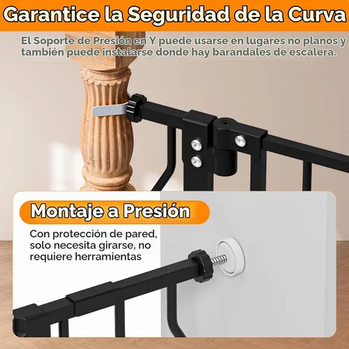 Vista 3 de Puerta para bebés de 29 a 43 pulgadas para escaleras, esenciales para la seguridad del bebé, puerta de cierre automático para puertas, puerta