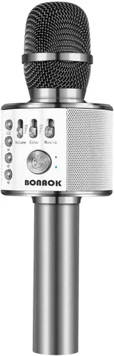 Vista 12 de BONAOK - Micrófono inalámbrico Bluetooth de karaoke, 3 en 1; máquina altavoz con micrófono de karaoke portátil de mano para fiesta de cumpleaños
