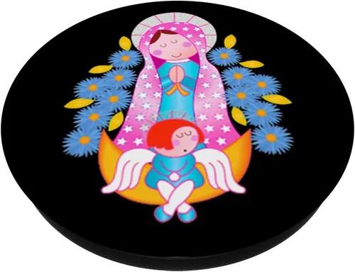 Vista 2 de Virgen de Guadalupe PopSockets PopSockets Negros Religiosos PopGrip: Agarre intercambiable para teléfonos y tabletas