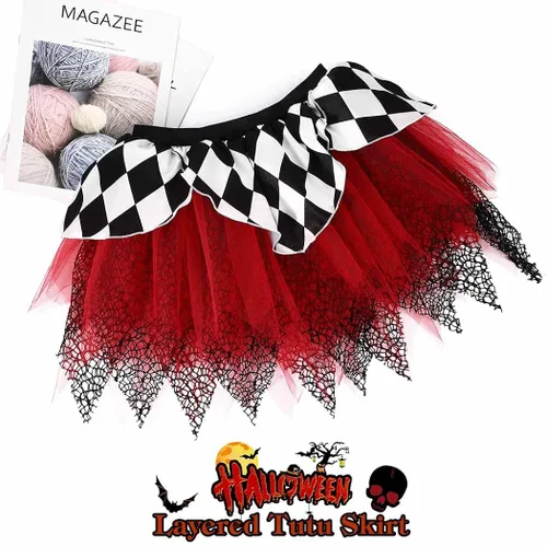 Vista 6 de Kakaco Falda tutú gótica de Halloween, tutús de tul en capas, falda tutú para cosplay, festival, actuación, tutús para mujeres y niñas