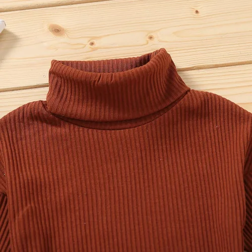 Vista 3 de Conjunto de ropa de dos piezas para niña pequeña, suéter de manga larga y faldas a cuadros, trajes de otoño e invierno