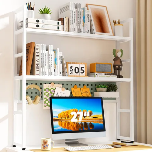 Vista 8 de Brakki Estante de Escritorio, Estantería de Escritorio de 35.43" Pulgadas, Estante de Escritorio con Tablero de Clavijas para Monitor