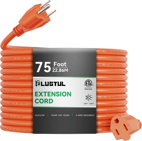 Vista 9 de Cable de extensión para exteriores de 6 pies Cable de extensión de 3 clavijas de calibre 16/3, 13A 1625 W SJTW, certificación ETL, ideal