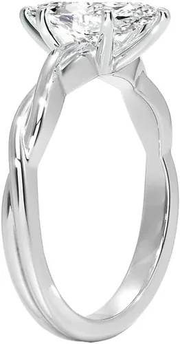 Vista 2 de IGI Certified Twisted Solitaire Marquise Cut Lab Created Diamond Engagement Ring In 14k White Gold (D-E Color, VS1-VS2 Clarity Center)
