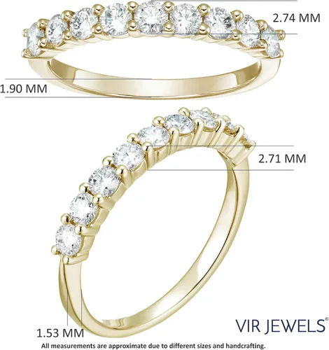 Vista 4 de Vir Jewels Anillo de compromiso de diamantes de 34 quilates (ctw) para mujer, anillo de compromiso redondo de diamantes de oro amarillo de 14