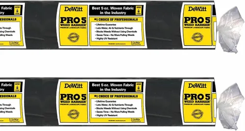 Vista 19 de Dewitt Pro-5 Tela Paisajística Tejida con Barrera contra Malezas, 5 oz, Negro, 3' x 250' - Control de Crecimiento de Servicio Pesado, Cubierta