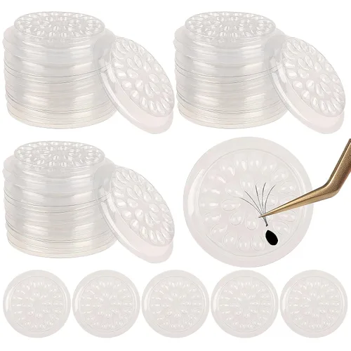 Vista 8 de 100 soportes para pegamento de pestañas postizas, bandejas de pestañas para extensiones, almohadillas de plástico desechables para paletas