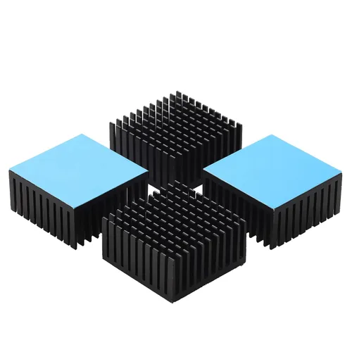 Vista 12 de Disipador de calor de aluminio negro con cinta adhesiva conductora térmica, enfriador de disipador de calor de 9 × 9 × 0.197 in para enfriar