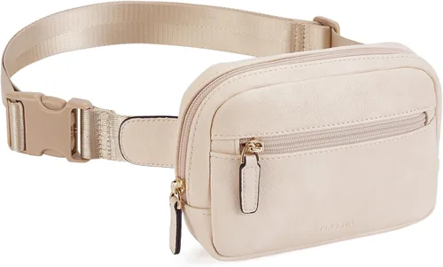 Vista 7 de Telena - Riñoneras para mujer, bolsa de cinturón de cuero con bandolera a la moda y correa ajustable, 2-beige, Talla única