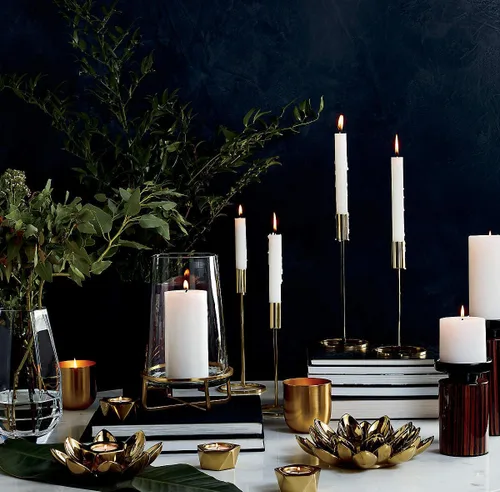Vista 3 de Pomp Velas cónicas Glow de 10 pulgadas (paquete de 12) Velas cónicas decorativas blancas sin perfume que iluminarán tu hogar, boda, cena