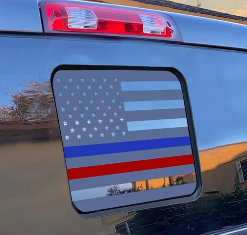 Vista 14 de Xinghe para Ford F150 F250 F350 2015-2025 2026, Calcomanías de bandera americana para ventana trasera, Calcomanía de bandera USA mate para ventana