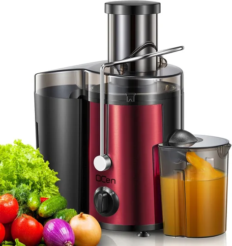 Vista 2 de QCen Máquina centrífuga del exprimidor rojo metálico y paquete de la botella de cristal 6PCS