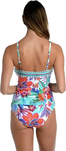 Vista 2 de La Blanca Traje de baño tankini con cuello alto y abertura para mujer