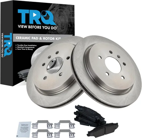Vista 22 de TRQ Juego de pastillas de freno y rotor de cerámica trasera compatible con Honda Accord V6 1998-02 3.0L con frenos de disco traseros 02-06 Acura RSX
