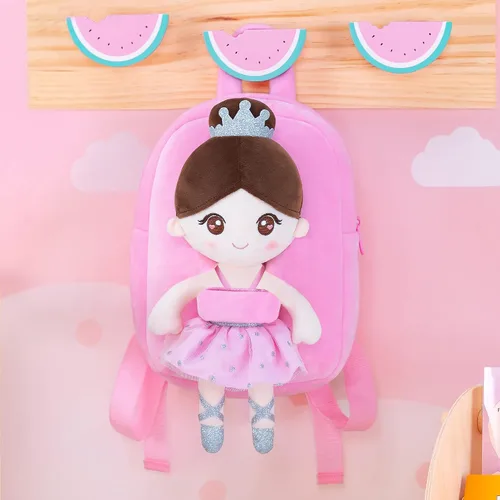 Vista 5 de Gloveleya Mochila para niñas pequeñas con suave muñeca bailarina rosa a partir de 2 años