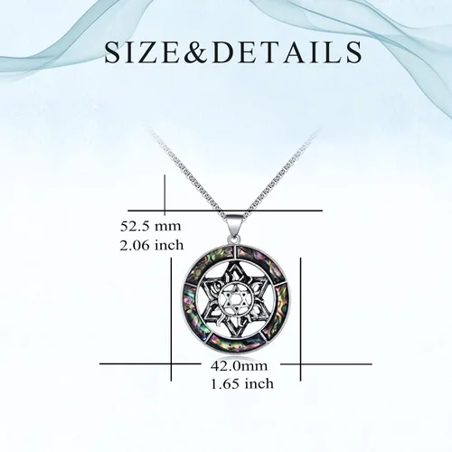 Vista 6 de KZYOYE Collar hexagonal de estrella de David, collar de concha de abulón, joyería de moda para mujeres, regalos para mamá y niñas