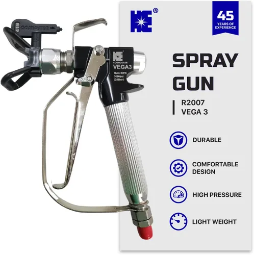 Vista 3 de Cosmostar R2007 VG3 - Pistola pulverizadora de pintura sin aire para contratista, gatillo de 4 dedos, punta de pulverización sin aire 519