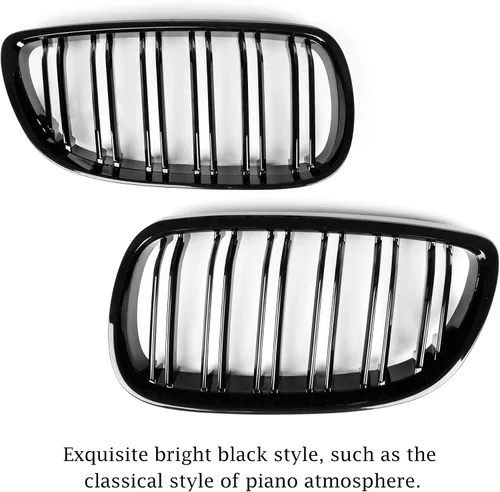 Vista 6 de Qitian Parrilla de riñón de repuesto frontal negro brillante ABS para BMW Serie 3 E92 y E93, 2006-2009