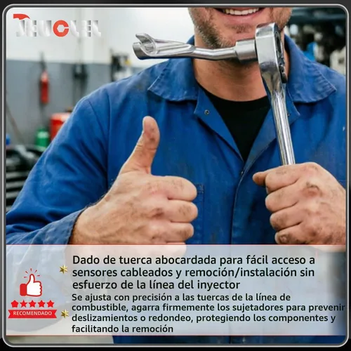 Vista 5 de Juego de 3 piezas de 14mm 17mm 19mm 1/2" Dr. Juego de tuercas de línea de combustible de inyección de carril común, 12 puntos de Juego de tuercas